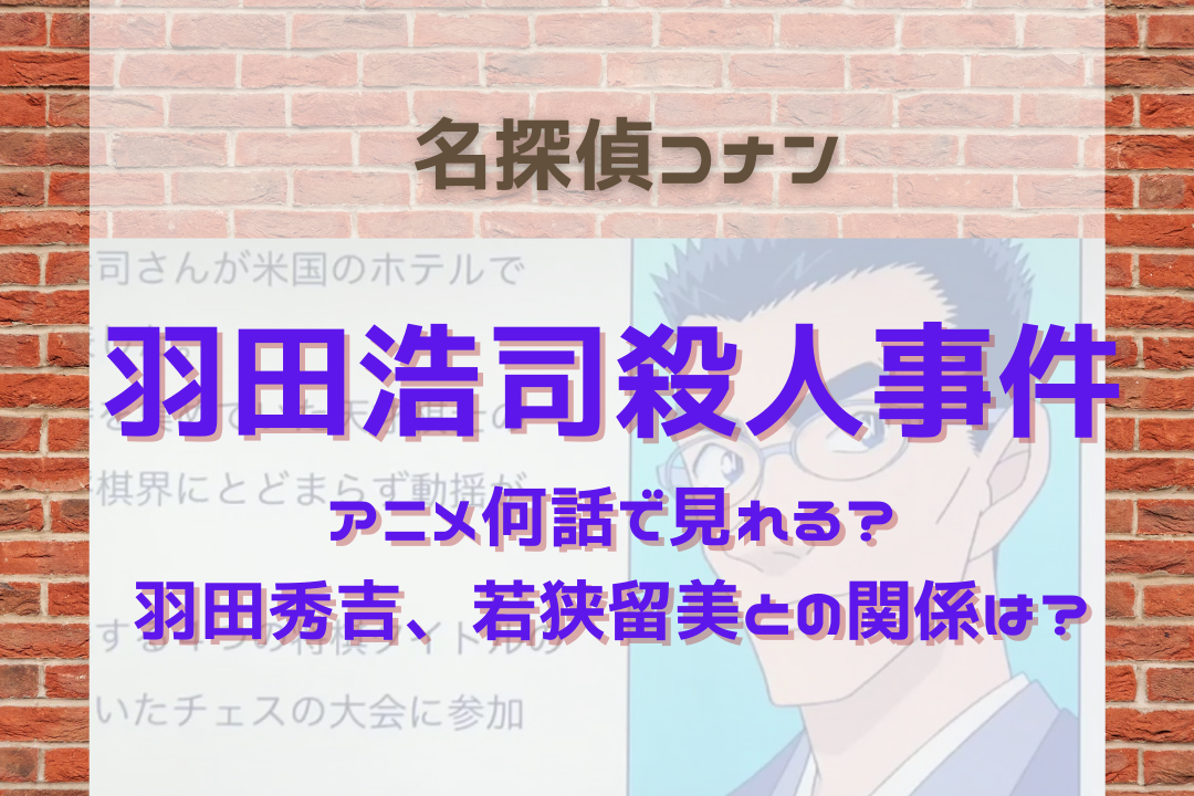 羽田浩司殺人事件はアニメ何話で見れる 羽田秀吉 若狭留美との関係は 名探偵コナン ネタバレと謎解きの部屋